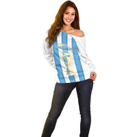 Custom World Football 2026 Argentina Off Shoulder Sweater Vamos La Albiceleste