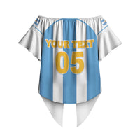 Custom World Football 2026 Argentina Off Shoulder Wrap Waist Top Vamos La Albiceleste