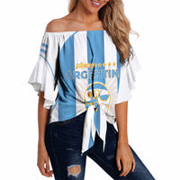 Custom World Football 2026 Argentina Off Shoulder Wrap Waist Top Vamos La Albiceleste