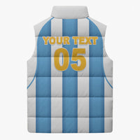 Custom World Football 2026 Argentina Sleeveless Puffer Jacket Vamos La Albiceleste