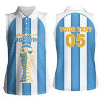 Custom World Football 2026 Argentina Women Sleeveless Polo Shirt Vamos La Albiceleste