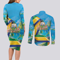 Saint Vincent And The Grenadines Couples Matching Long Sleeve Bodycon Dress and Long Sleeve Button Shirt 46 Years Of Independence - Wonder Print Shop