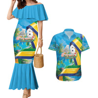 Saint Vincent And The Grenadines Couples Matching Mermaid Dress and Hawaiian Shirt 46 Years Of Independence - Wonder Print Shop