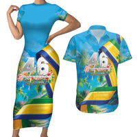 Saint Vincent And The Grenadines Couples Matching Short Sleeve Bodycon Dress and Hawaiian Shirt 46 Years Of Independence - Wonder Print Shop