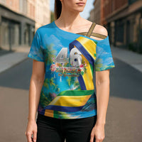 Saint Vincent And The Grenadines Cross Shoulder Shirt 46 Years Of Independence - Wonder Print Shop