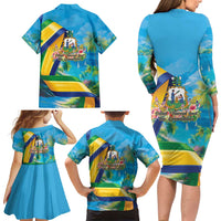 Saint Vincent And The Grenadines Family Matching Long Sleeve Bodycon Dress and Hawaiian Shirt 46 Years Of Independence - Wonder Print Shop