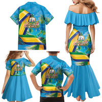 Saint Vincent And The Grenadines Family Matching Mermaid Dress and Hawaiian Shirt 46 Years Of Independence - Wonder Print Shop