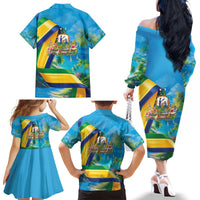 Saint Vincent And The Grenadines Family Matching Off The Shoulder Long Sleeve Dress and Hawaiian Shirt 46 Years Of Independence - Wonder Print Shop