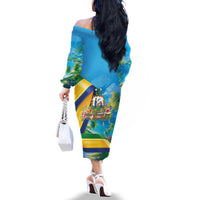 Saint Vincent And The Grenadines Family Matching Off The Shoulder Long Sleeve Dress and Hawaiian Shirt 46 Years Of Independence - Wonder Print Shop