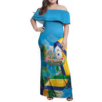 Saint Vincent And The Grenadines Family Matching Off Shoulder Maxi Dress and Hawaiian Shirt 46 Years Of Independence - Wonder Print Shop