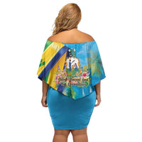 Saint Vincent And The Grenadines Family Matching Off Shoulder Short Dress and Hawaiian Shirt 46 Years Of Independence - Wonder Print Shop