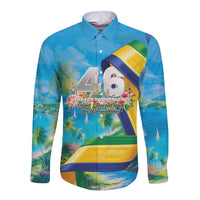Saint Vincent And The Grenadines Long Sleeve Button Shirt 46 Years Of Independence - Wonder Print Shop