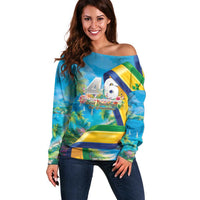 Saint Vincent And The Grenadines Off Shoulder Sweater 46 Years Of Independence - Wonder Print Shop