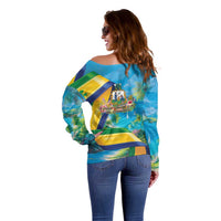 Saint Vincent And The Grenadines Off Shoulder Sweater 46 Years Of Independence - Wonder Print Shop