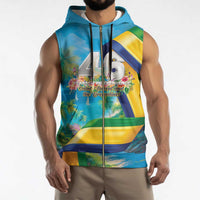 Saint Vincent And The Grenadines Sleeveless Zip Hoodie 46 Years Of Independence - Wonder Print Shop