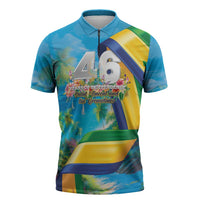 Saint Vincent And The Grenadines Zipper Polo Shirt 46 Years Of Independence - Wonder Print Shop