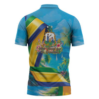 Saint Vincent And The Grenadines Zipper Polo Shirt 46 Years Of Independence - Wonder Print Shop