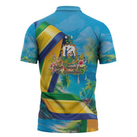 Saint Vincent And The Grenadines Zipper Polo Shirt 46 Years Of Independence - Wonder Print Shop