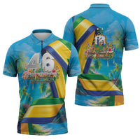 Saint Vincent And The Grenadines Zipper Polo Shirt 46 Years Of Independence - Wonder Print Shop