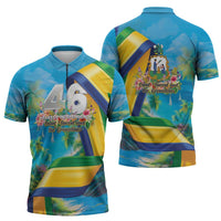 Saint Vincent And The Grenadines Zipper Polo Shirt 46 Years Of Independence - Wonder Print Shop