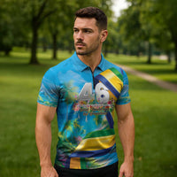 Saint Vincent And The Grenadines Zipper Polo Shirt 46 Years Of Independence - Wonder Print Shop