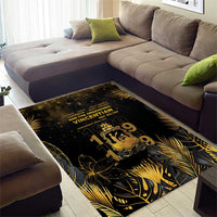 Saint Vincent And The Grenadines 1979 Area Rug Gold Tropical Leaves And Coat Of Arms - Wonder Print Shop