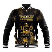 Saint Vincent And The Grenadines 1979 Baseball Jacket Gold Tropical Leaves And Coat Of Arms - Wonder Print Shop