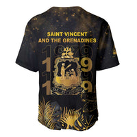 Saint Vincent And The Grenadines 1979 Baseball Jersey Gold Tropical Leaves And Coat Of Arms - Wonder Print Shop