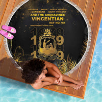 Saint Vincent And The Grenadines 1979 Beach Blanket Gold Tropical Leaves And Coat Of Arms - Wonder Print Shop