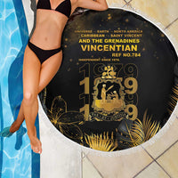 Saint Vincent And The Grenadines 1979 Beach Blanket Gold Tropical Leaves And Coat Of Arms - Wonder Print Shop