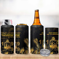 Saint Vincent And The Grenadines 1979 4 in 1 Can Cooler Tumbler Gold Tropical Leaves And Coat Of Arms - Wonder Print Shop