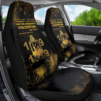 Saint Vincent And The Grenadines 1979 Car Seat Cover Gold Tropical Leaves And Coat Of Arms - Wonder Print Shop