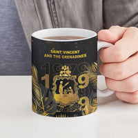 Saint Vincent And The Grenadines 1979 Ceramic Mug Gold Tropical Leaves And Coat Of Arms - Wonder Print Shop