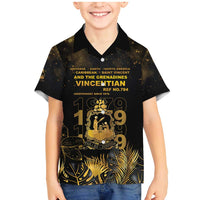 Saint Vincent And The Grenadines 1979 Family Matching Mermaid Dress and Hawaiian Shirt Gold Tropical Leaves And Coat Of Arms - Wonder Print Shop