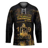 Saint Vincent And The Grenadines 1979 Hockey Jersey Gold Tropical Leaves And Coat Of Arms - Wonder Print Shop