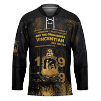 Saint Vincent And The Grenadines 1979 Hockey Jersey Gold Tropical Leaves And Coat Of Arms - Wonder Print Shop