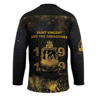 Saint Vincent And The Grenadines 1979 Hockey Jersey Gold Tropical Leaves And Coat Of Arms - Wonder Print Shop