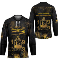 Saint Vincent And The Grenadines 1979 Hockey Jersey Gold Tropical Leaves And Coat Of Arms - Wonder Print Shop