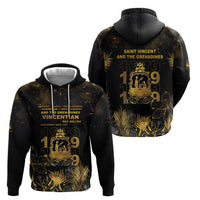 Saint Vincent And The Grenadines 1979 Hoodie Gold Tropical Leaves And Coat Of Arms - Wonder Print Shop