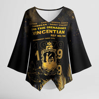 Saint Vincent And The Grenadines 1979 Kimono Sleeve Blouse Gold Tropical Leaves And Coat Of Arms - Wonder Print Shop