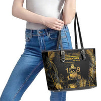 Saint Vincent And The Grenadines 1979 Leather Tote Bag Gold Tropical Leaves And Coat Of Arms - Wonder Print Shop