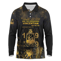 Saint Vincent And The Grenadines 1979 Long Sleeve Polo Shirt Gold Tropical Leaves And Coat Of Arms - Wonder Print Shop