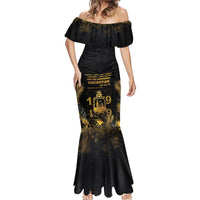 Saint Vincent And The Grenadines 1979 Mermaid Dress Gold Tropical Leaves And Coat Of Arms - Wonder Print Shop