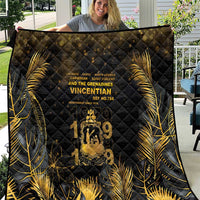 Saint Vincent And The Grenadines 1979 Quilt Gold Tropical Leaves And Coat Of Arms - Wonder Print Shop