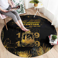 Saint Vincent And The Grenadines 1979 Round Carpet Gold Tropical Leaves And Coat Of Arms - Wonder Print Shop