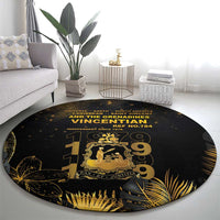 Saint Vincent And The Grenadines 1979 Round Carpet Gold Tropical Leaves And Coat Of Arms - Wonder Print Shop