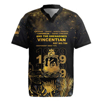 Saint Vincent And The Grenadines 1979 Rugby Jersey Gold Tropical Leaves And Coat Of Arms - Wonder Print Shop