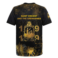 Saint Vincent And The Grenadines 1979 Rugby Jersey Gold Tropical Leaves And Coat Of Arms - Wonder Print Shop