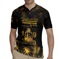 Saint Vincent And The Grenadines 1979 Rugby Jersey Gold Tropical Leaves And Coat Of Arms - Wonder Print Shop