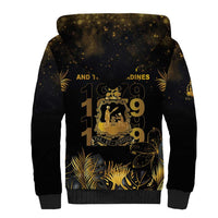 Saint Vincent And The Grenadines 1979 Sherpa Hoodie Gold Tropical Leaves And Coat Of Arms - Wonder Print Shop